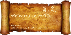 Mándity Kristóf névjegykártya